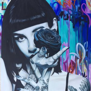 ICONIC GIRL- Acrylique sur toile, 72x72 cm